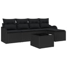 Garden Sofa Set 6 pcs Black poly rattan