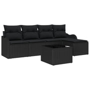 Tuinset polyrattan 6-delig zwart