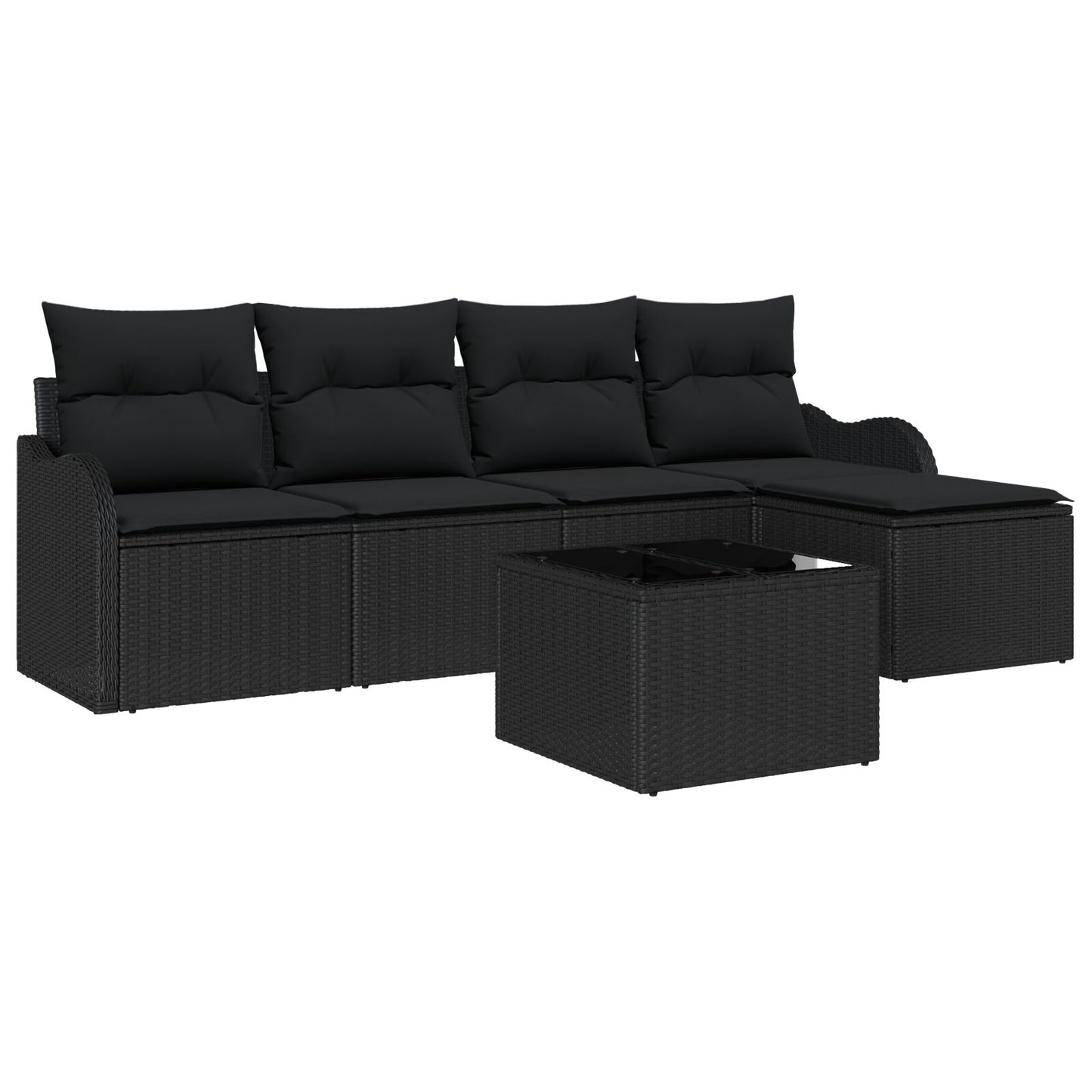 6-delige tuinsofa set met kussens beige poly riet, vidaXL 2-zits tuinsofa met kussens zwart poly riet