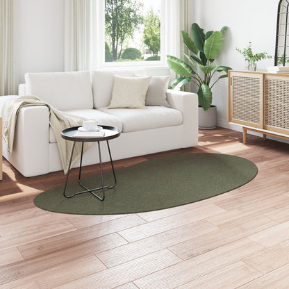 Vloerkleed Polyester Antislip Bosgroen 100 x 200 cm Oval-Raindrop