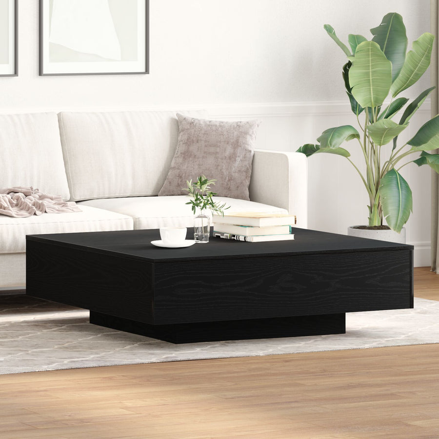 Salontafel Zwart Eiken 100X100X31 Cm Gelaagd Hout