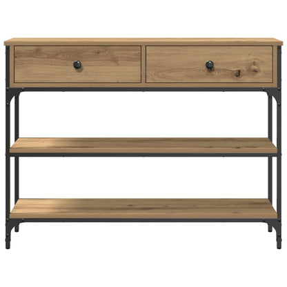Console Tafel Ambachtelijk Eiken 100X25X75 Cm Bewerkt Hout & Staal