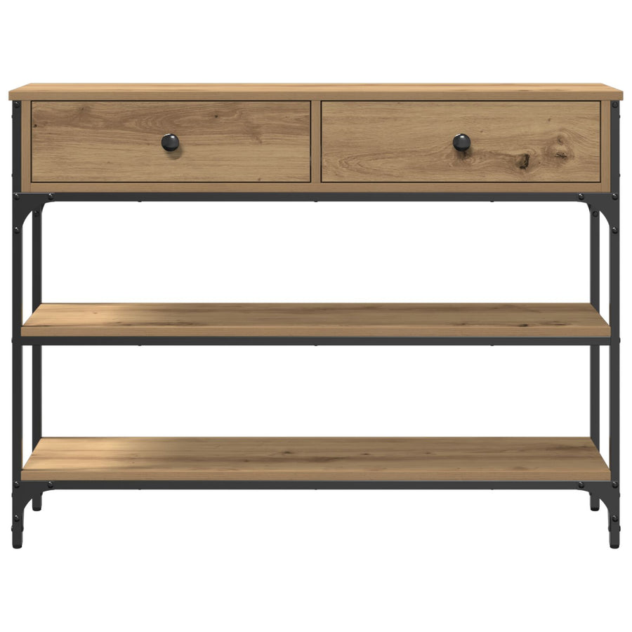Console Tafel Ambachtelijk Eiken 100X25X75 Cm Bewerkt Hout & Staal