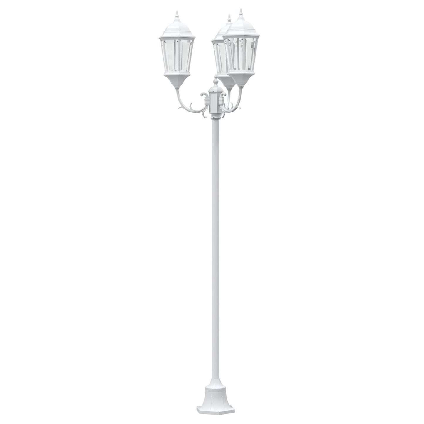 Tuinlampenpaal 3-Lamps E27 220 Cm Aluminium Wit