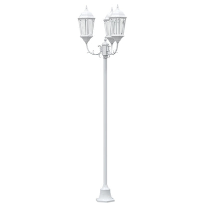Tuinlampenpaal 3-Lamps E27 220 Cm Aluminium Wit