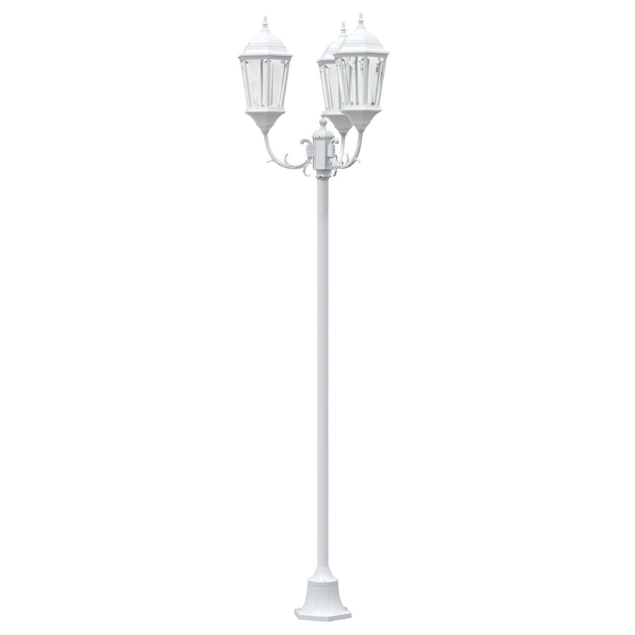 Tuinlampenpaal 3-Lamps E27 220 Cm Aluminium Wit
