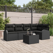 6-Delige Tuinbankset Met Kussens Poly Rattan Zwart met tafel