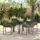 Garden dining set with cushion 5 pcs Grey poly rattan