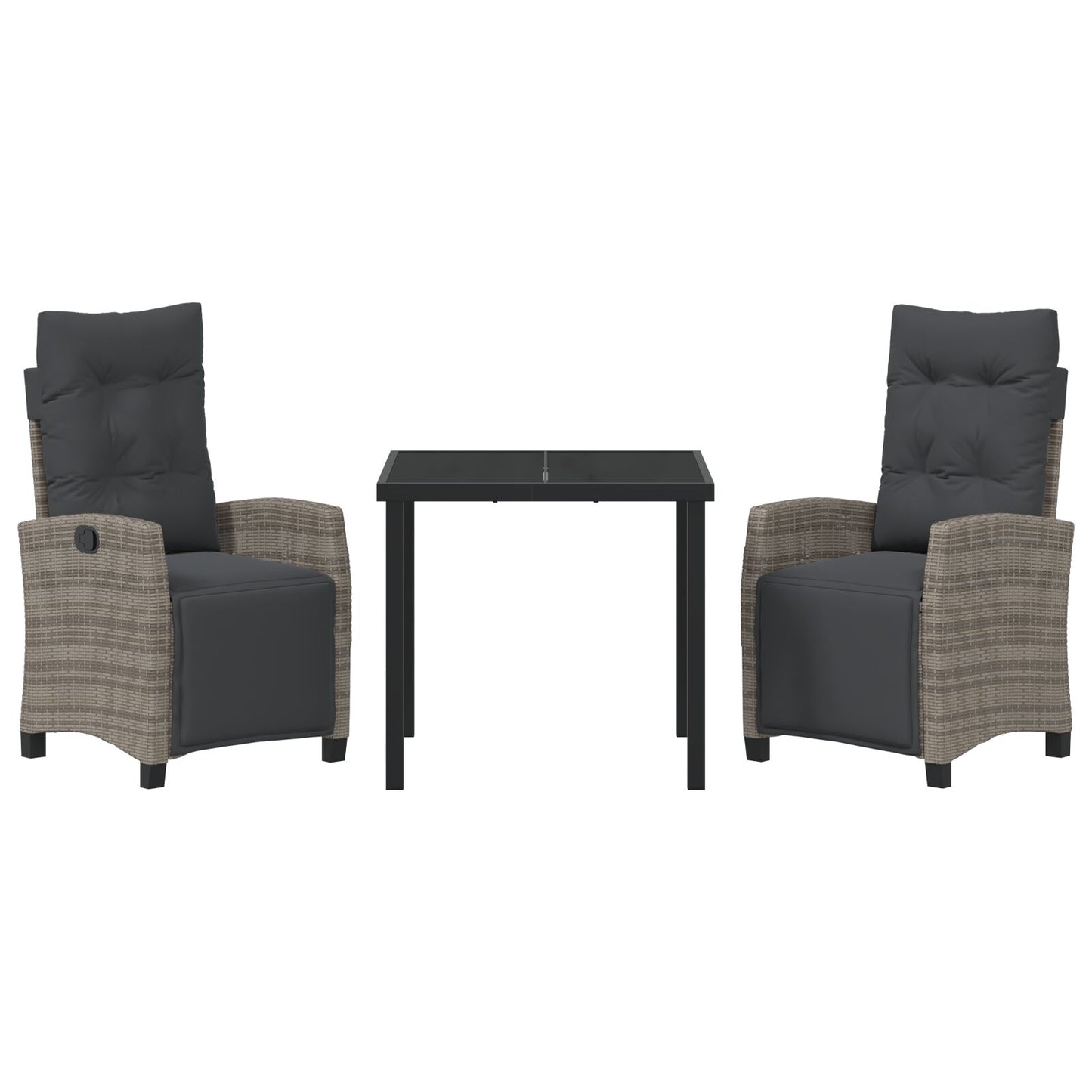 3-Delige Tuin Eet Set Grijs Poly Rattan