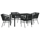 Tuinstoel set 4 personen PE rattan zwart