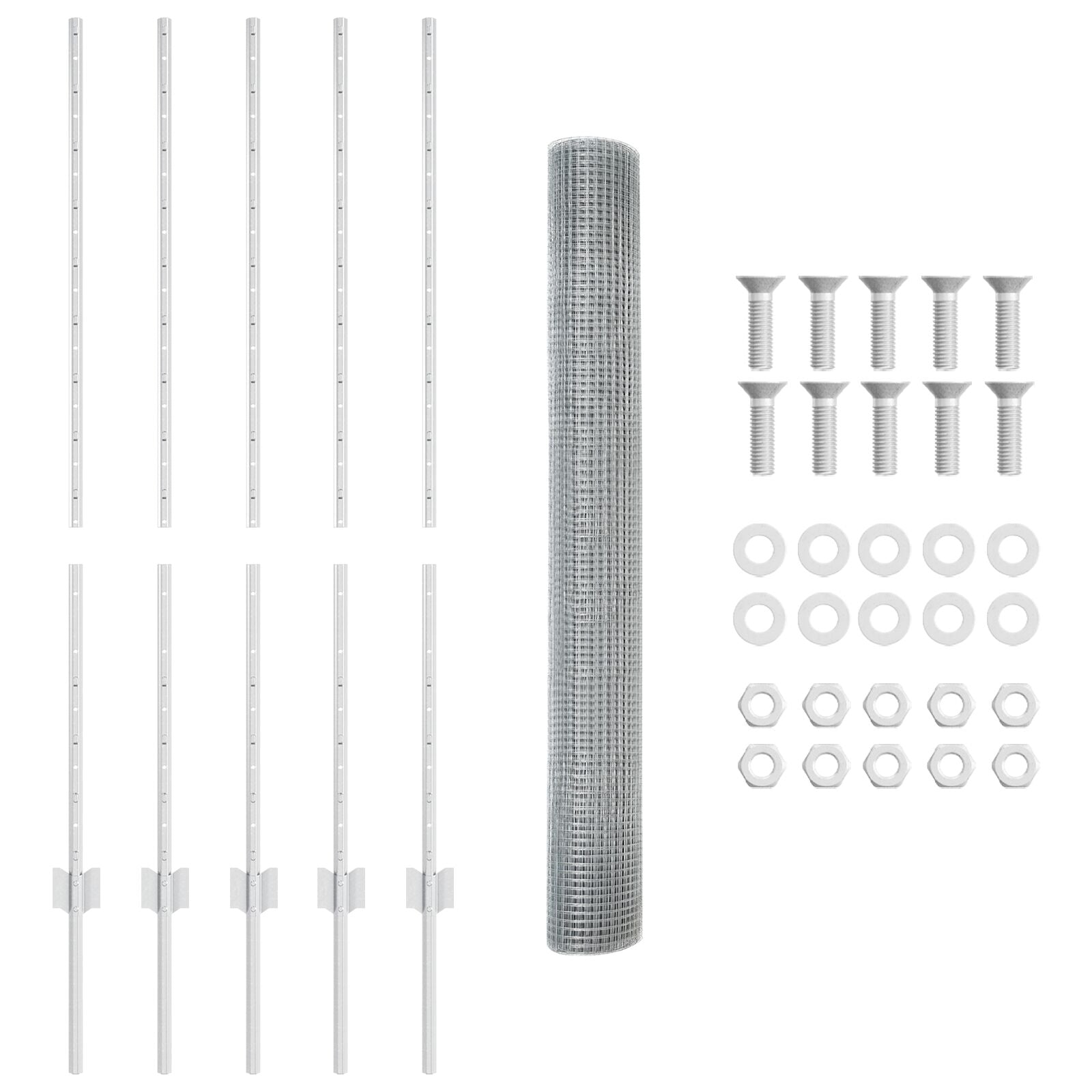 Gelast Draadhek Met 10 U-Posts Zilver 1.2X10 M Staal
