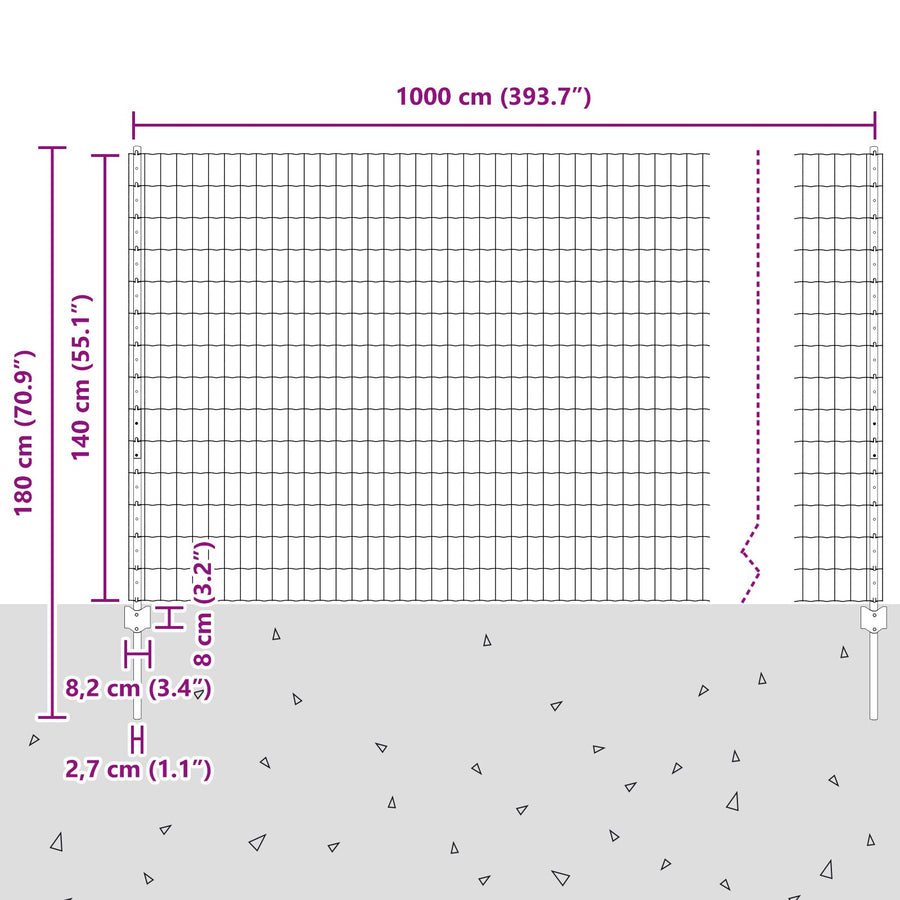 Euro Hek Met 5 U Palen Groen 1,4X10 M Staal