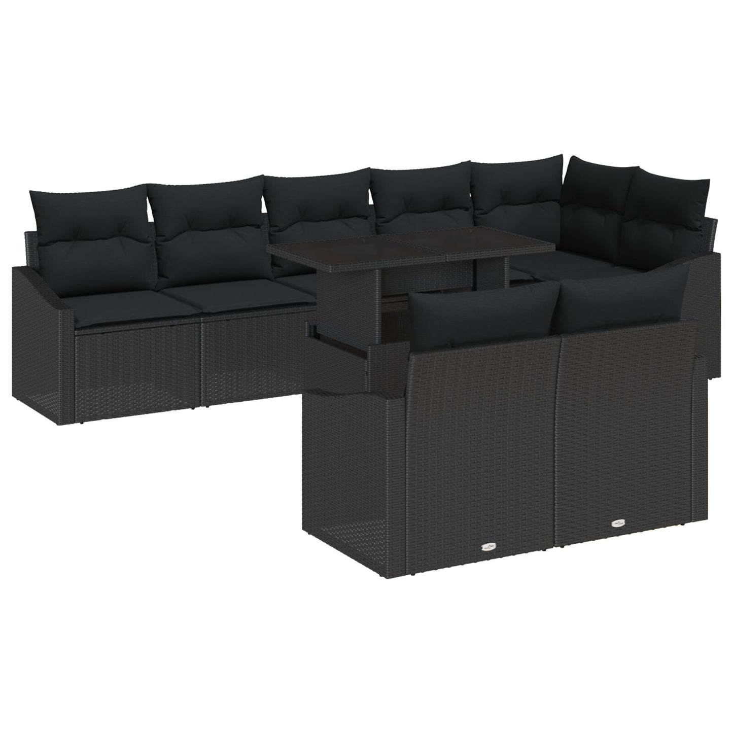 9-Delige Tuin Sofa Set Met Kussens Zwart Poly Rattan
