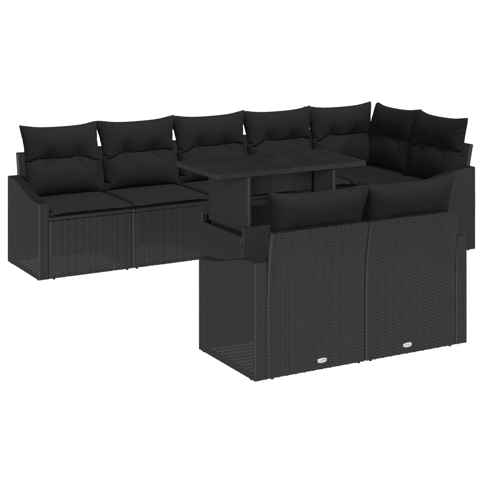 9-Delige Tuin Sofa Set Met Kussens Zwart Poly Rattan