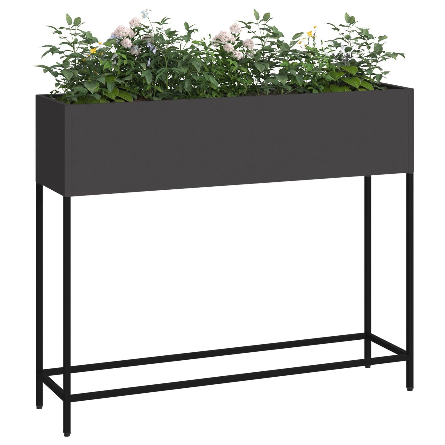 Verhoogde Tuinplantenbak Staal Zwart 100 x 26 x 82 cm