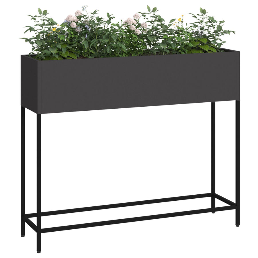 Verhoogde Tuinplantenbak Staal Zwart 100 x 26 x 82 cm