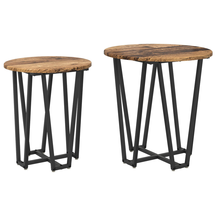Bijzettafel 2 Stuks Geengineerd Hout En Metaal Oud hout
