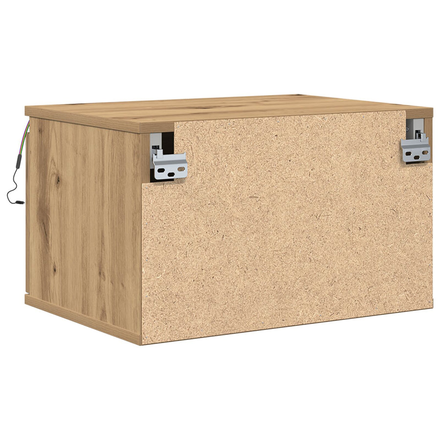 Nachtkastje Met Led Muurmontage 50X36X30 Cm 1 Artisan eiken