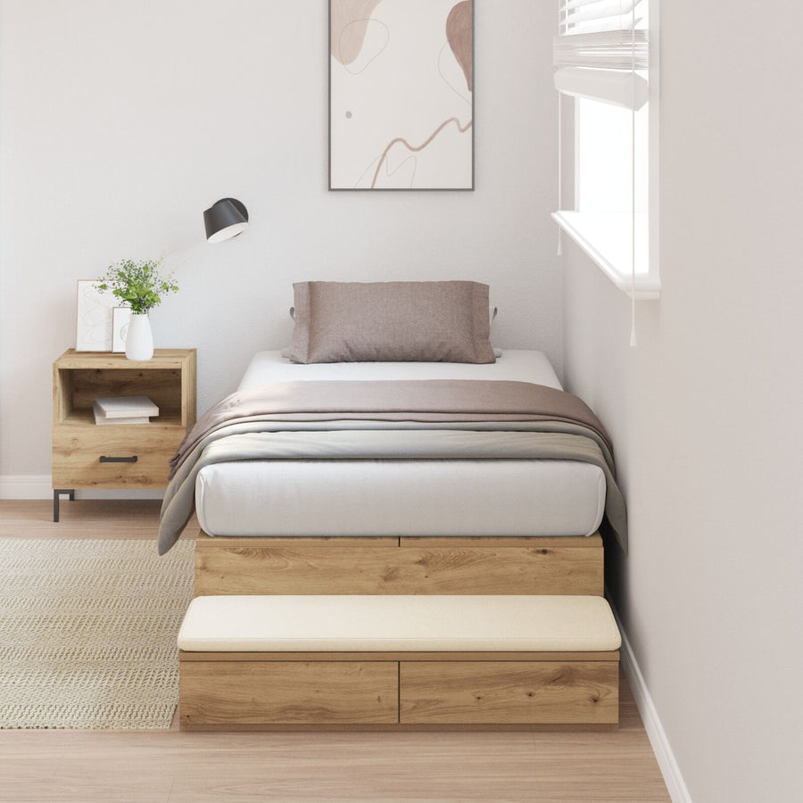 Opbergbedframe Artisan Eiken Bewerkt Hout 236,5 X 100 X 31,5 Cm Artisanaal Eiken