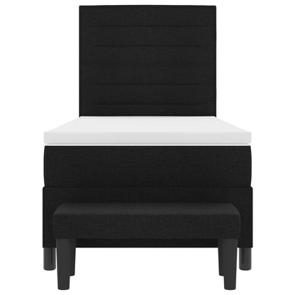 Boxspringbed Met Matras & Bank Stof Zwart 90 x 200 cm Lijnen ontwerp