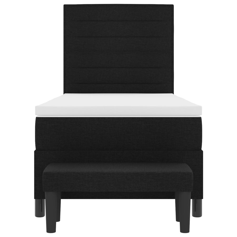 Boxspringbed Met Matras & Bank Stof Zwart 90 x 200 cm Lijnen ontwerp