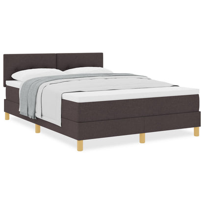 Boxspringbed Met Matras Stof Donkerbruin 140 x 200 cm Knoop-geplooid