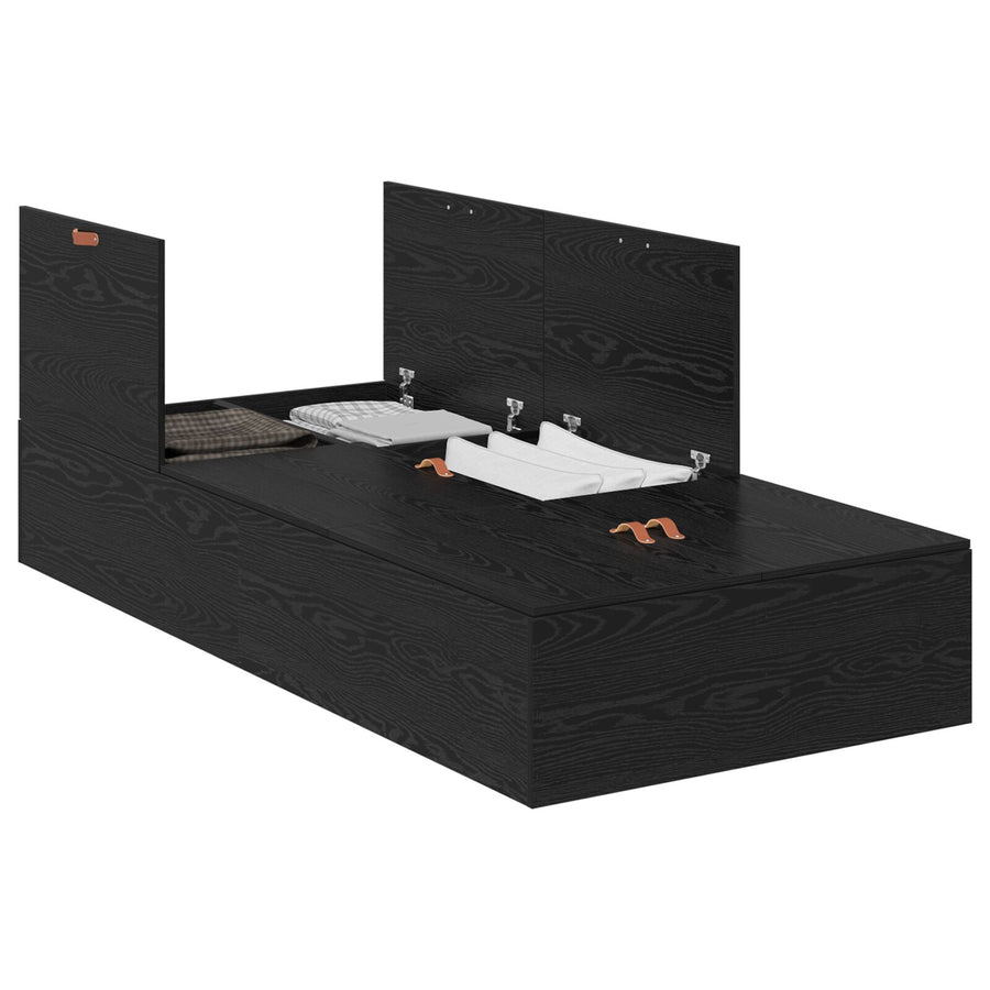 Opbergbedframe Zwart Eiken 90 x 190 cm