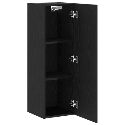 Wandmontage Tv-Kasten 2 Stuks Zwart Eiken 30,5X30X90 Cm Bewerkt Hout