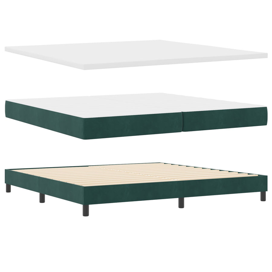 Boxspringbed Met Matras Donkergroen 200X200 Cm Velvet Blauw