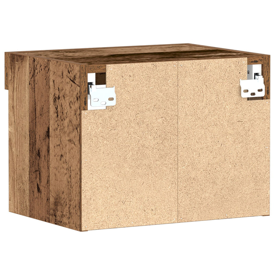 Wandkast Met Led-Verlichting Oud Hout 40X30X30 Cm