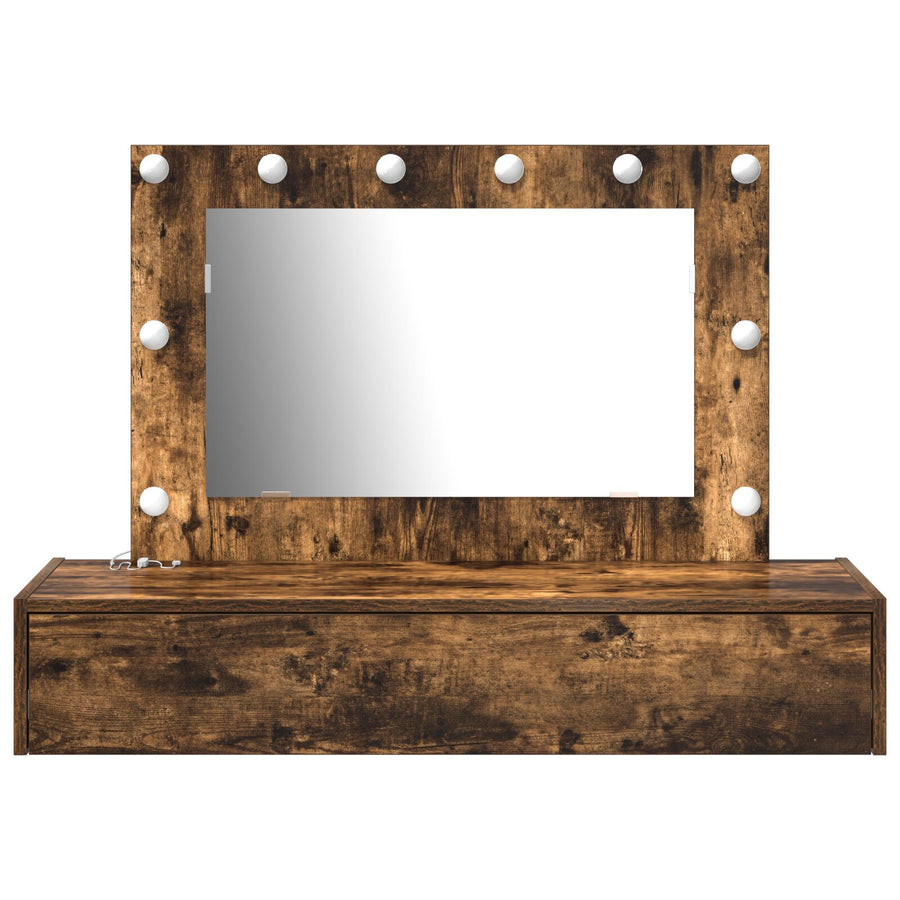 Wandmontage Kaptafel Verlichting In 100 x 40 x 70 cm Gerookte Eiken met LED