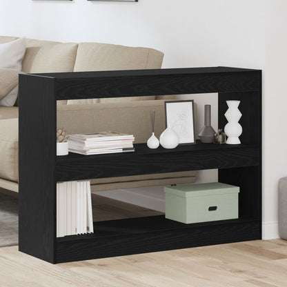 Boekenkast/Kamerdivider Zwart Eiken 100X30X72 Cm Bewerkt Hout
