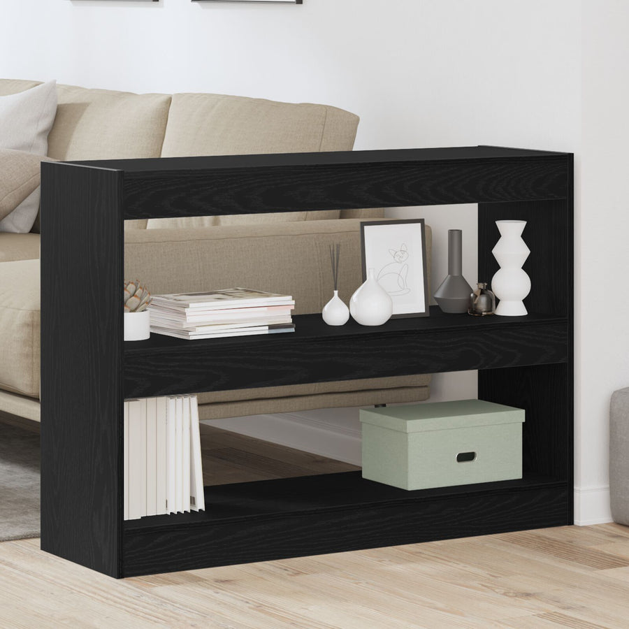 Boekenkast/Kamerdivider Zwart Eiken 100X30X72 Cm Bewerkt Hout