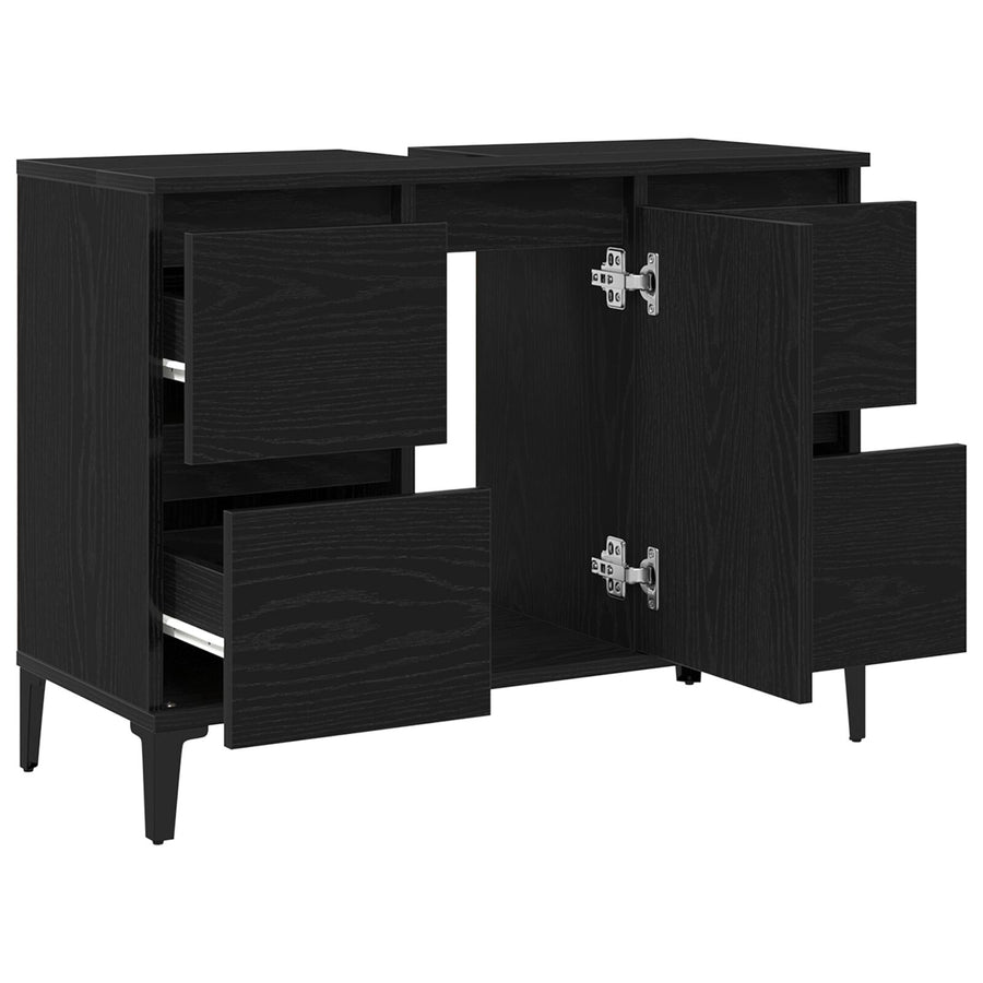 Badmeubel Zwarte Eik 80X33X60 Cm Gelaagd Hout