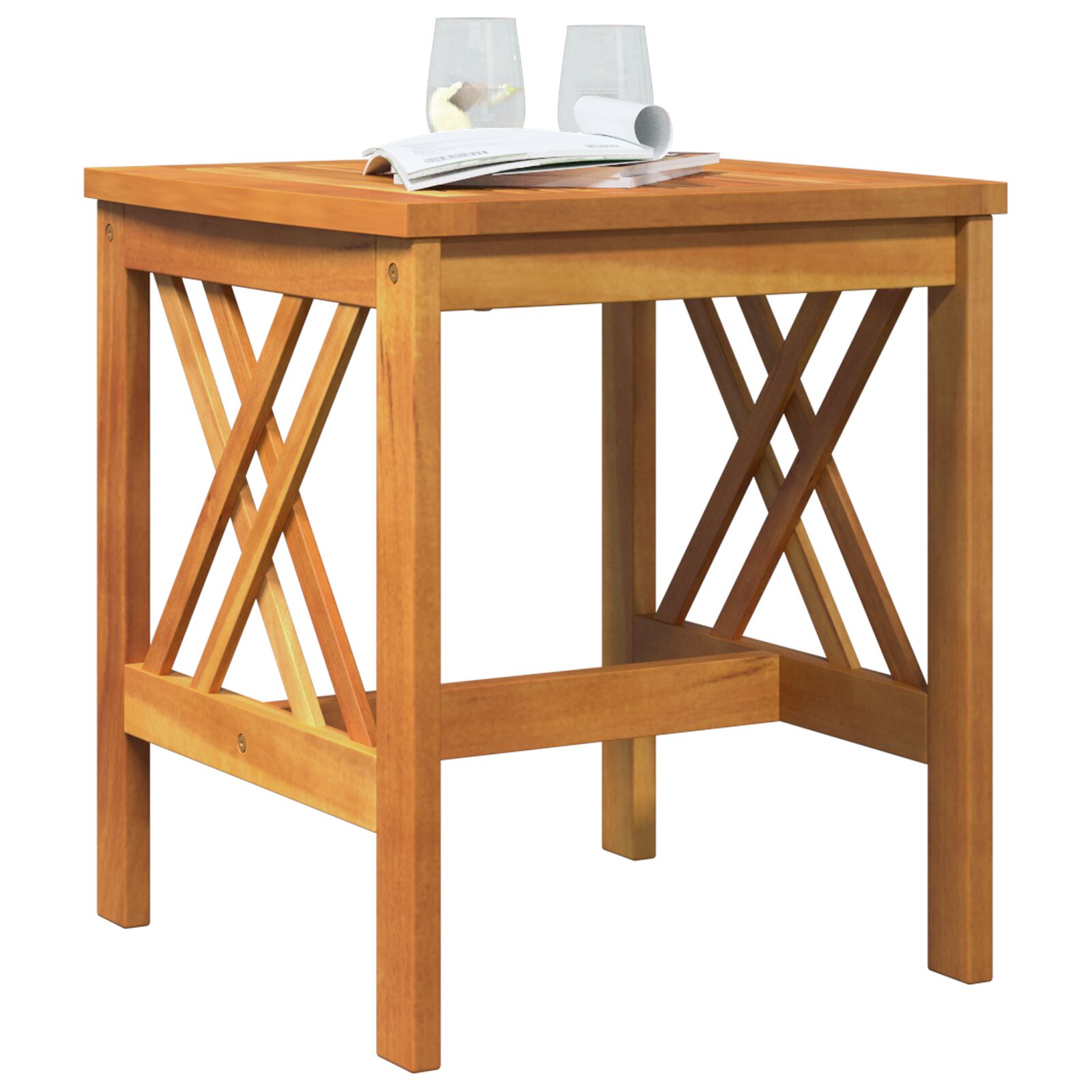 Tuin Bijzettafel Bruin 45X45X50 Cm Massief Acaciahout
