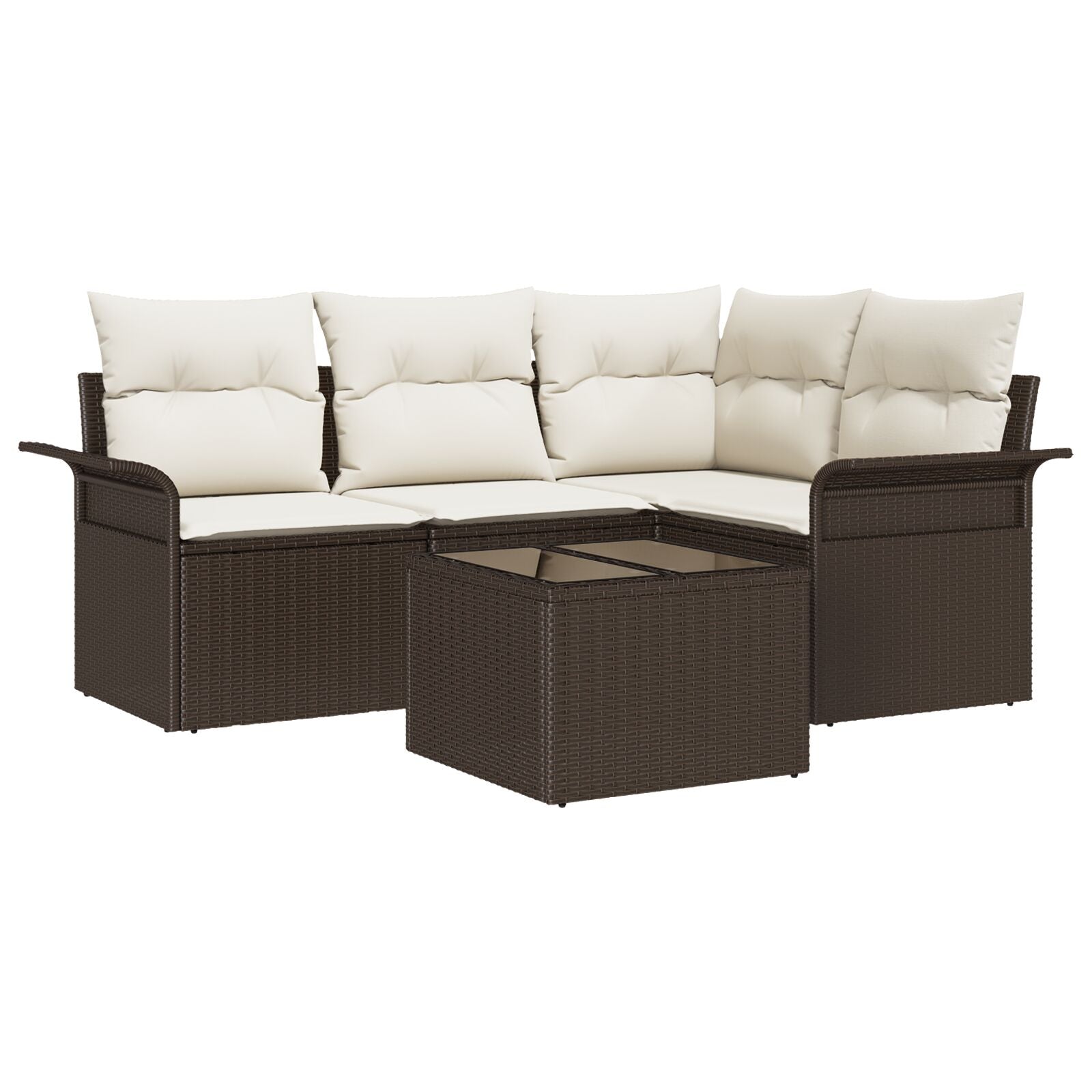 4-Delige Tuin Sofa Set Met Kussens Grijs Poly Rattan