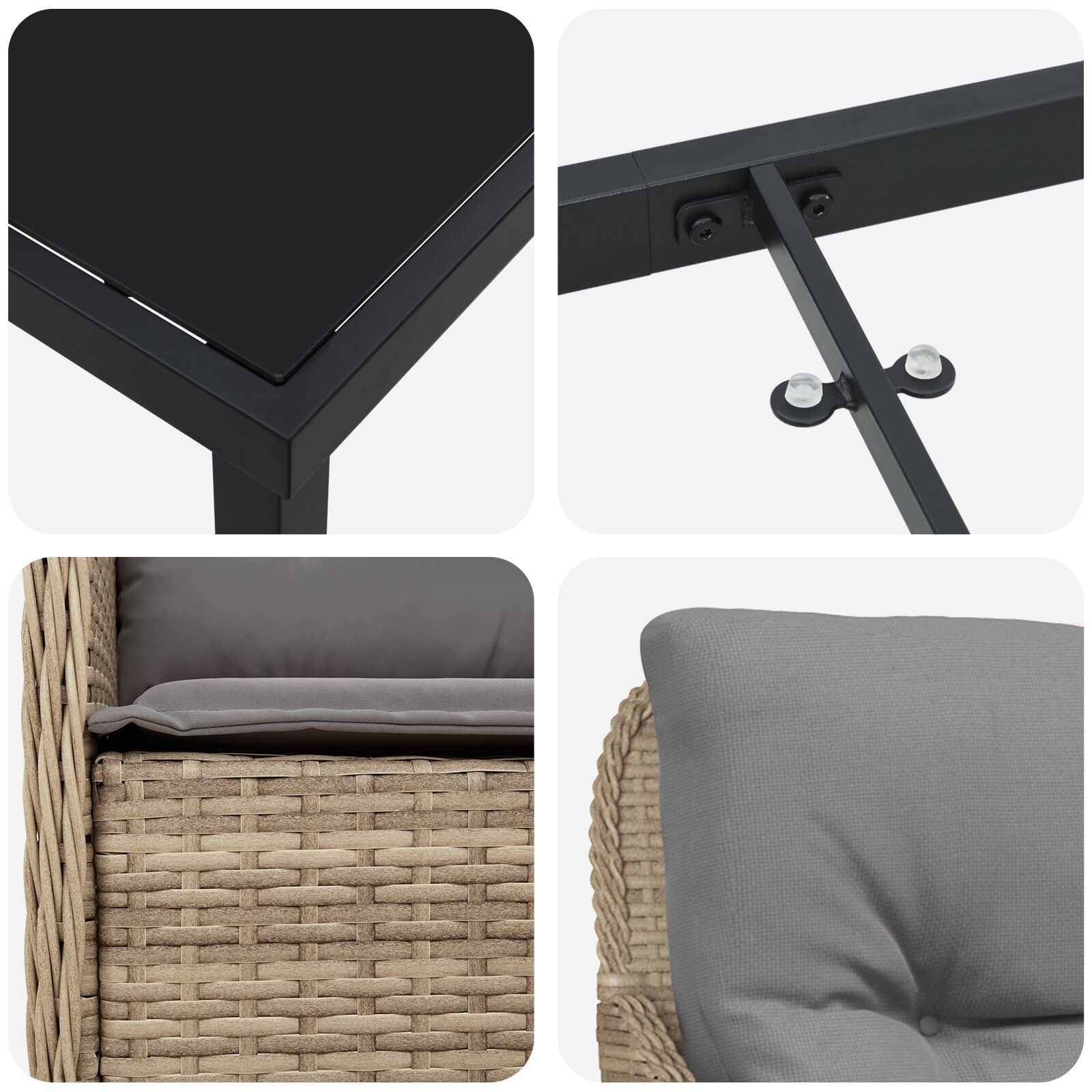5-Delige Tuin Eetset Met Kussens Beige Poly Rattan