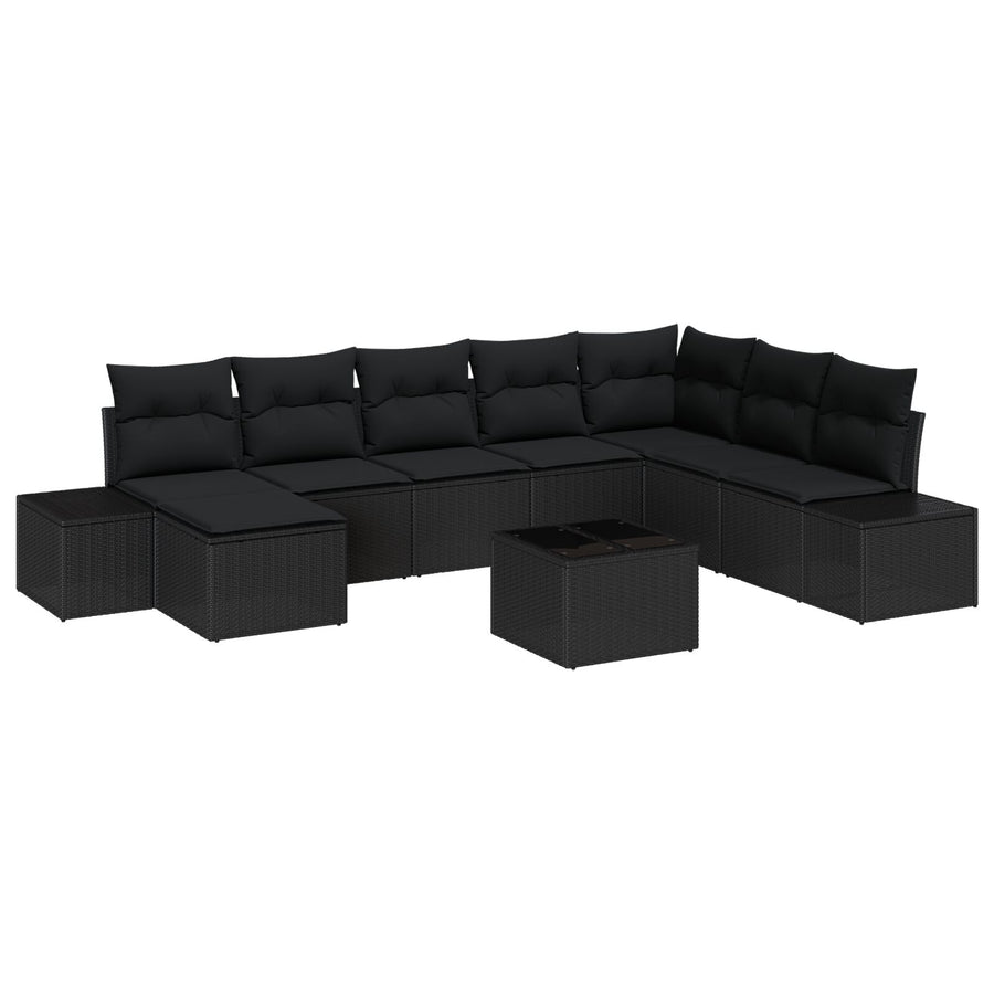 9-Delige Tuinsofa Set Met Kussens Beige Poly Rattan