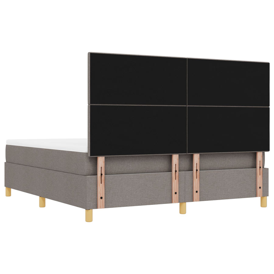 Boxspring Met Matras & Bank Stof Taupe 180 x 200 cm Knopgestikt