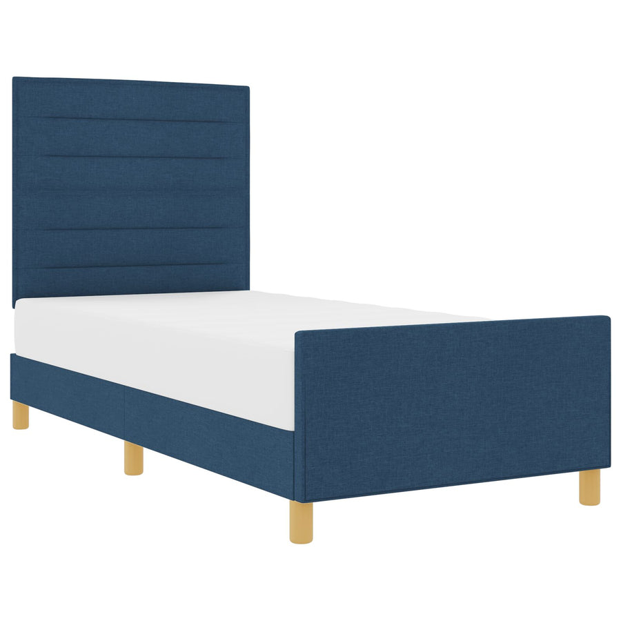 Bedframe Blauw 90X200 Cm Stof Crème
