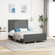 Bed Frame In Donkergrijs, 160X200 Cm, Stof Crème