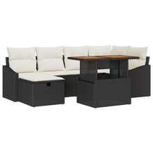 7-Delige Tuin Sofa Set Met Kussens Zwart Poly Rattan Wit