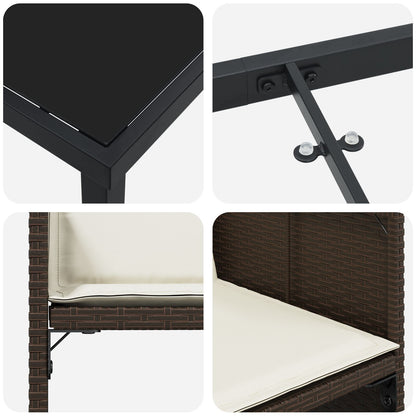 5 Delige Tuin Eettafel Set Met Kussens Bruin Poly Rattan