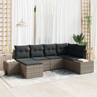 Garden Sofa Set with cushions 6 pcs Grey poly rattan