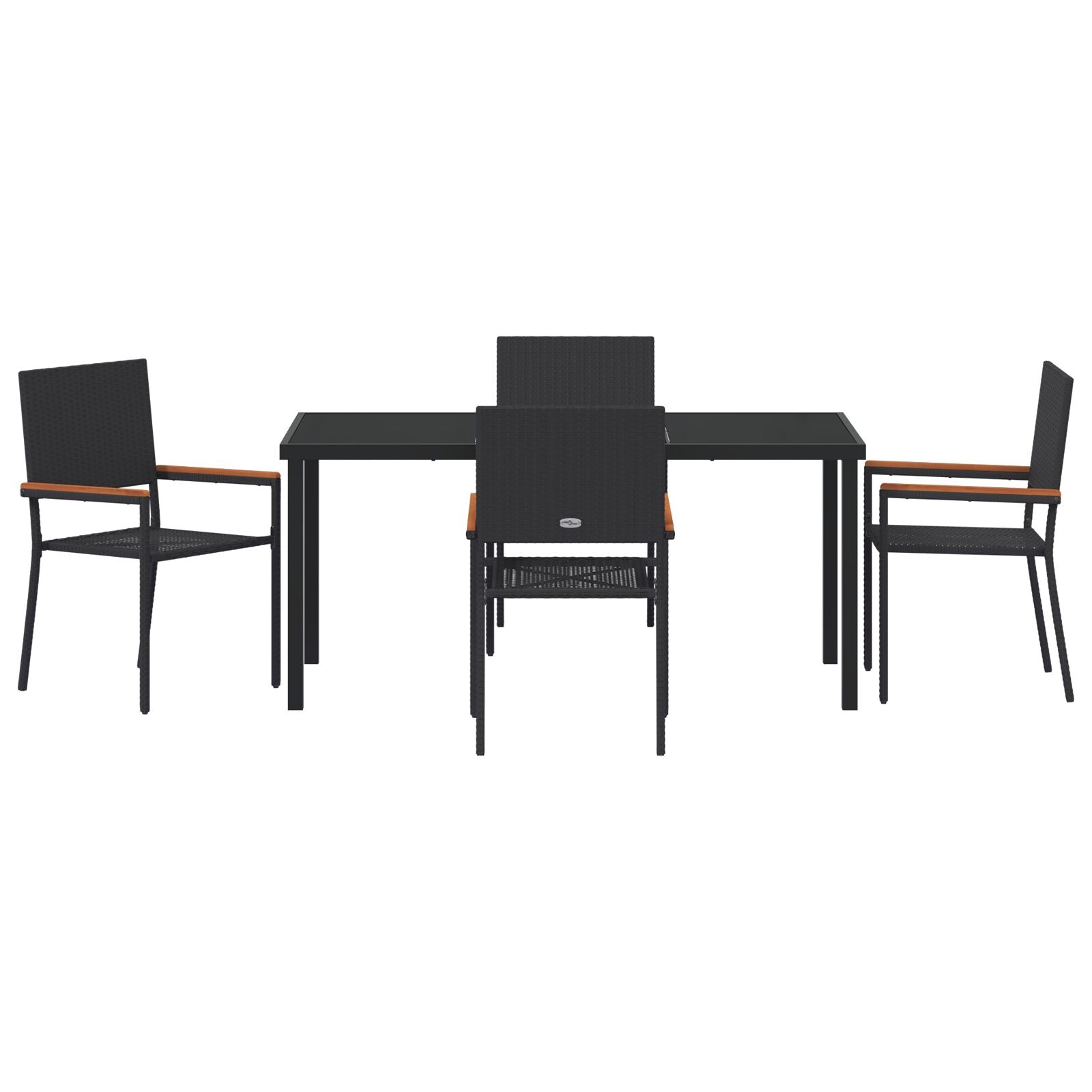 5-Delige Tuin Eetset Zwart Poly Rattan