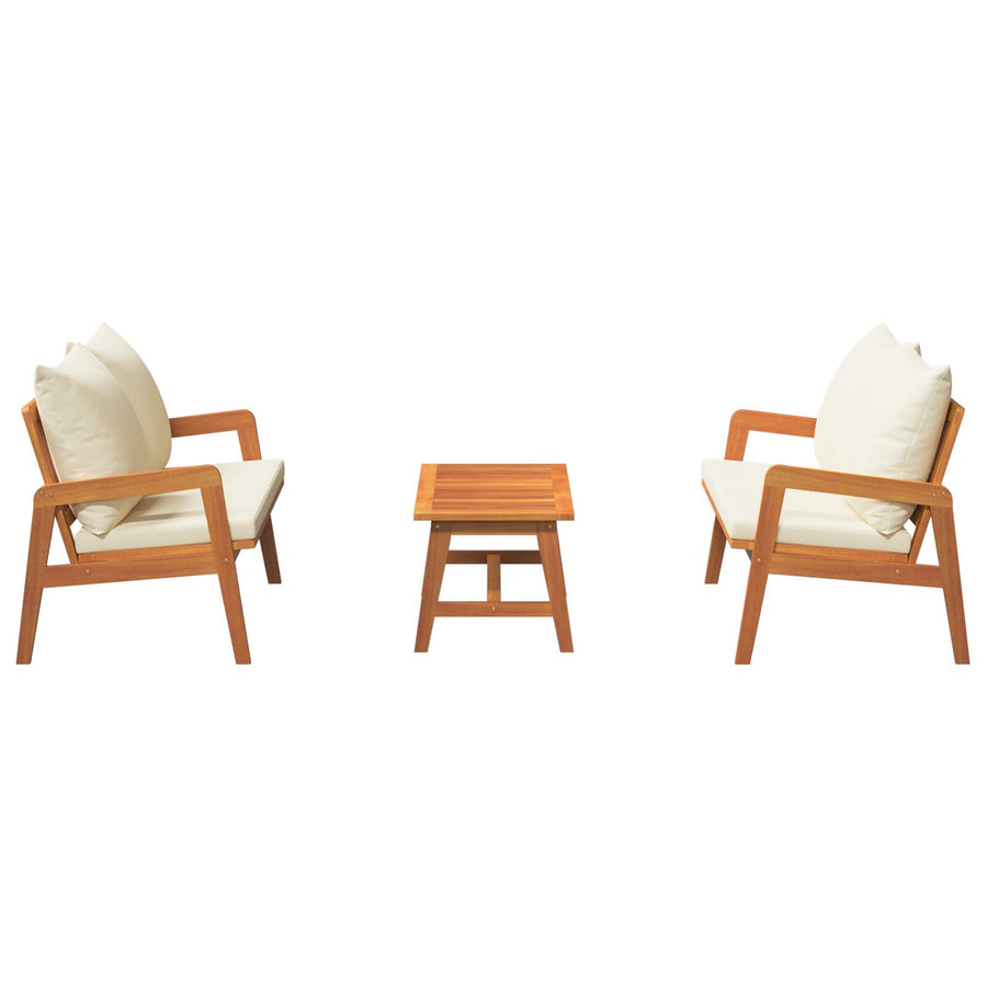 3-Delige Bistro Set Met Kussens Van Massief Acaciahout