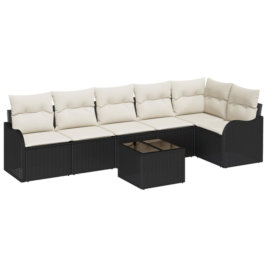6-Piece Tuin Sofa Set met Kussens Bruin Poly Rattan, vidaXL 2-Zits Tuin Sofa met Kussens Zwart Poly Rattan