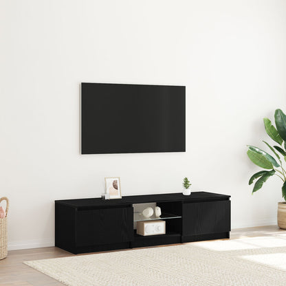 Tv-Meubel Met Led-Verlichting - Zwart Eiken - 140X40X35,5 Cm - Bewerkt Hout