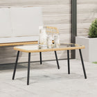 Salontafel poly rattan glas 90x45x43 cm bruin