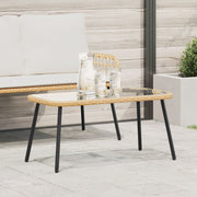 Salontafel poly rattan glas 90x45x43 cm bruin